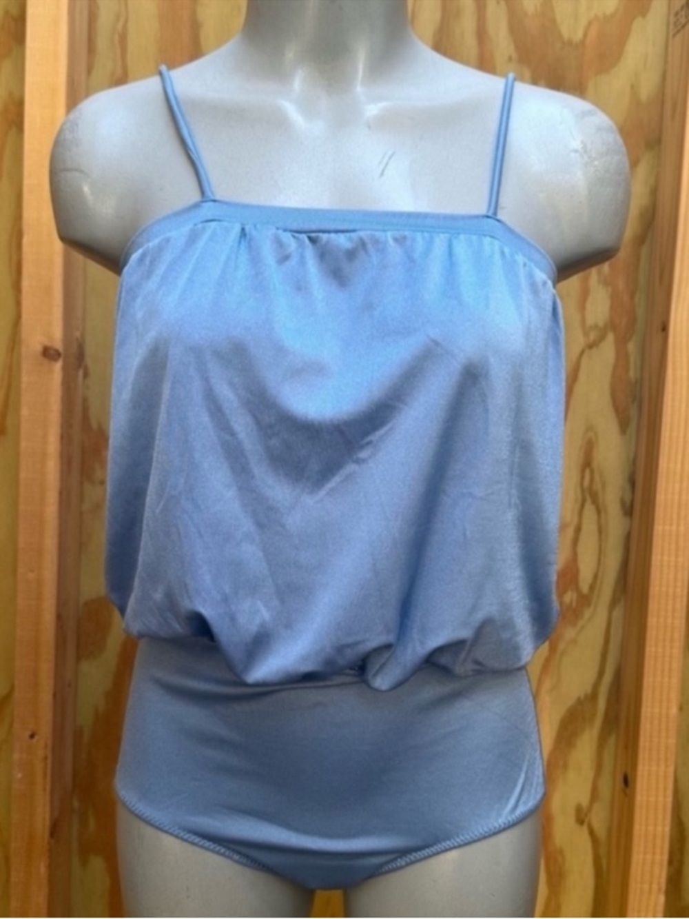 Vintage 80s leotard one piece bodysuit blue women’s medium